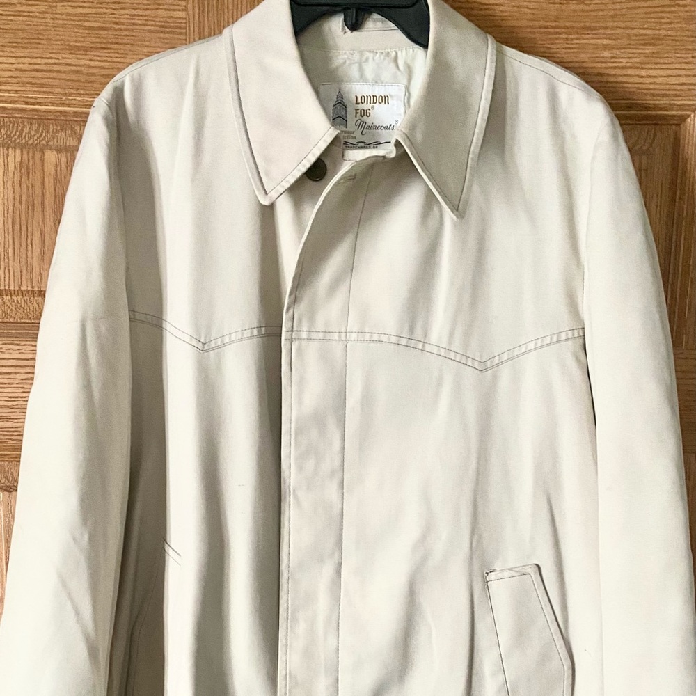 London Fog Maincoats VTG Raincoat Coat 42R Cream Button Weatherwear